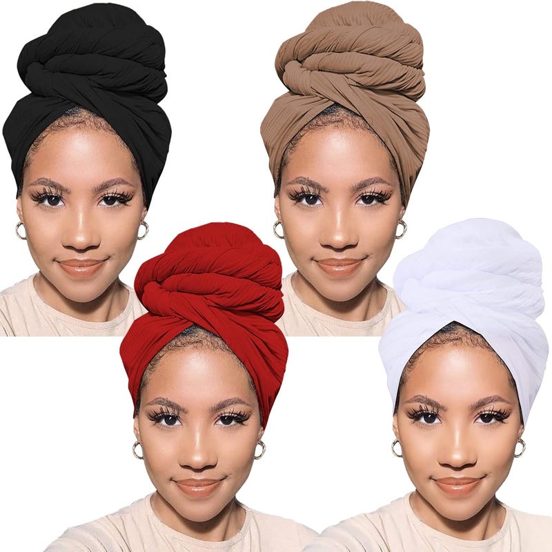 PWEOUKE Head Wraps for Black Women African Head Wrap Lightweight for Women Long Plain Turban Hair Scarf Scarves - Image 1